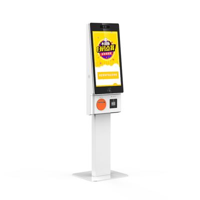 21.5 23.8 27 Inch Self Ordering Kiosk With QR Scanner 80mm Thermal Printer For Catering
