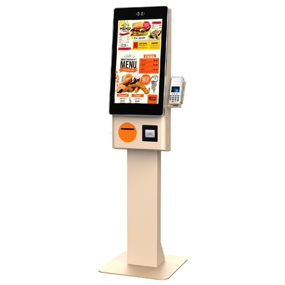 ตู้สั่งอาหารบริการตนเองแบบสัมผัส เครื่อง POS ไร้เงินสด พร้อมเครื่องสแกน QR Code