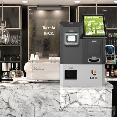 เครื่องแจกบัตร คิโอสก์บริการตนเองแบบเลือกใช้งาน พร้อมเครื่องสแกนบาร์โค้ด รองรับ 1 มิติ และเครื่องอ่านบัตรประจําตัว